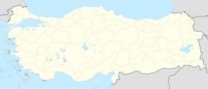 Turki, dengan Istanbul ditunjukkan di barat laut di sekitar sebidang kecil daratan yang dikitari laut